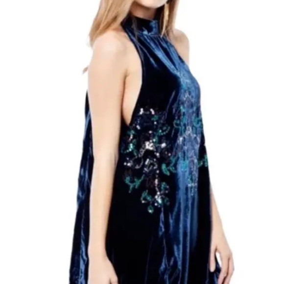 Free People Blue velvet sequin swing dress - Picture 7 of 16